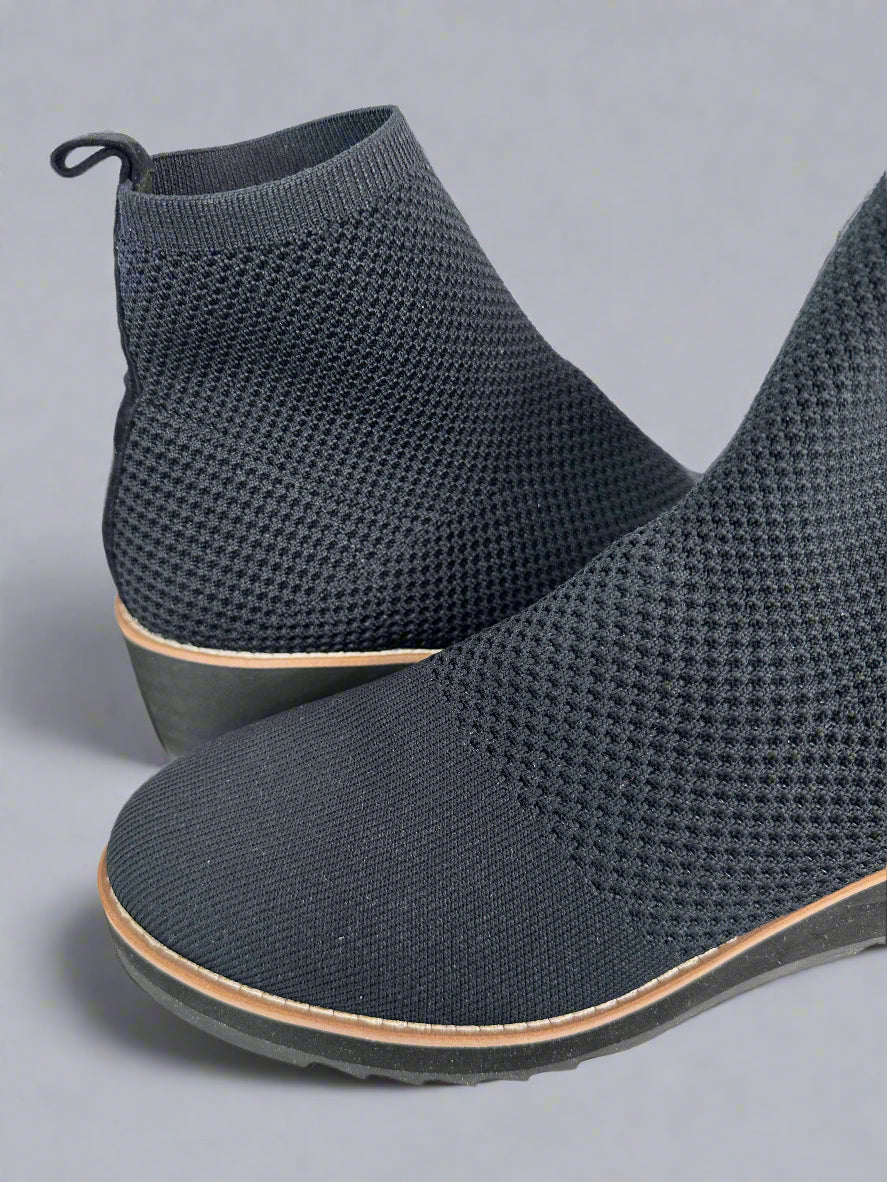 EILEEN FISHER Black Stretch Knit Bootie