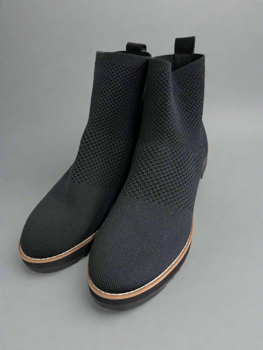 EILEEN FISHER Black Stretch Knit Bootie