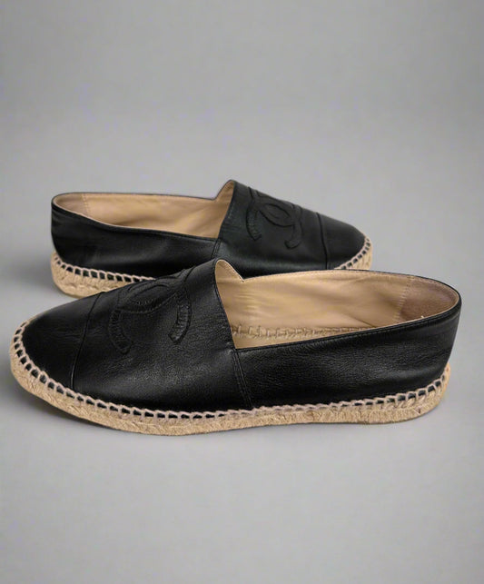 CHANEL Leather Espadrille Flats