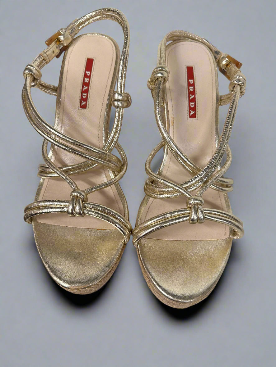 PRADA Raffia Wedge