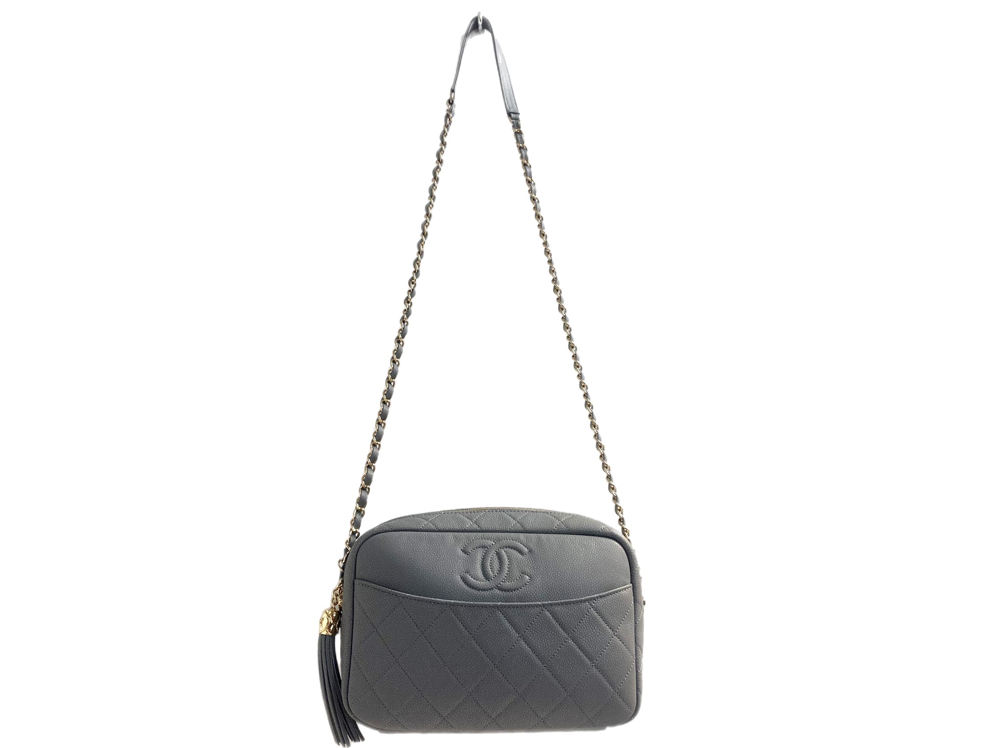 CHANEL Leather Quilted Camera Bag Gray – Past & Present Boutique