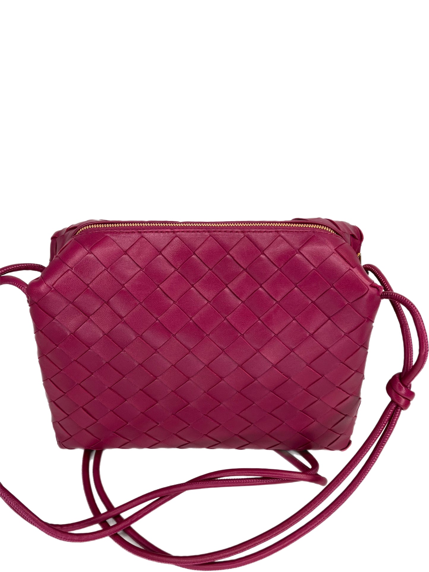 BOTTEGA VENETA Woven Leather Crossbody Raspberry