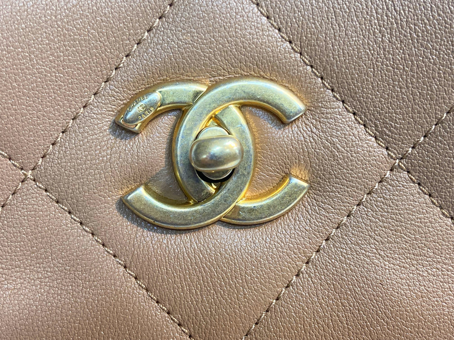 Chanel Leather Shopper Tote Beige