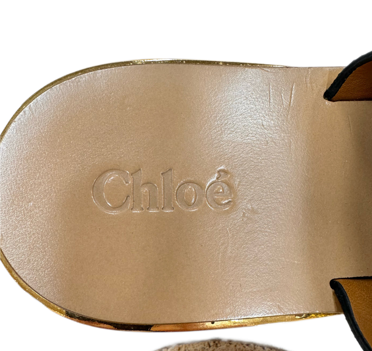 CHLOE Gold Metallic Slide Size 35