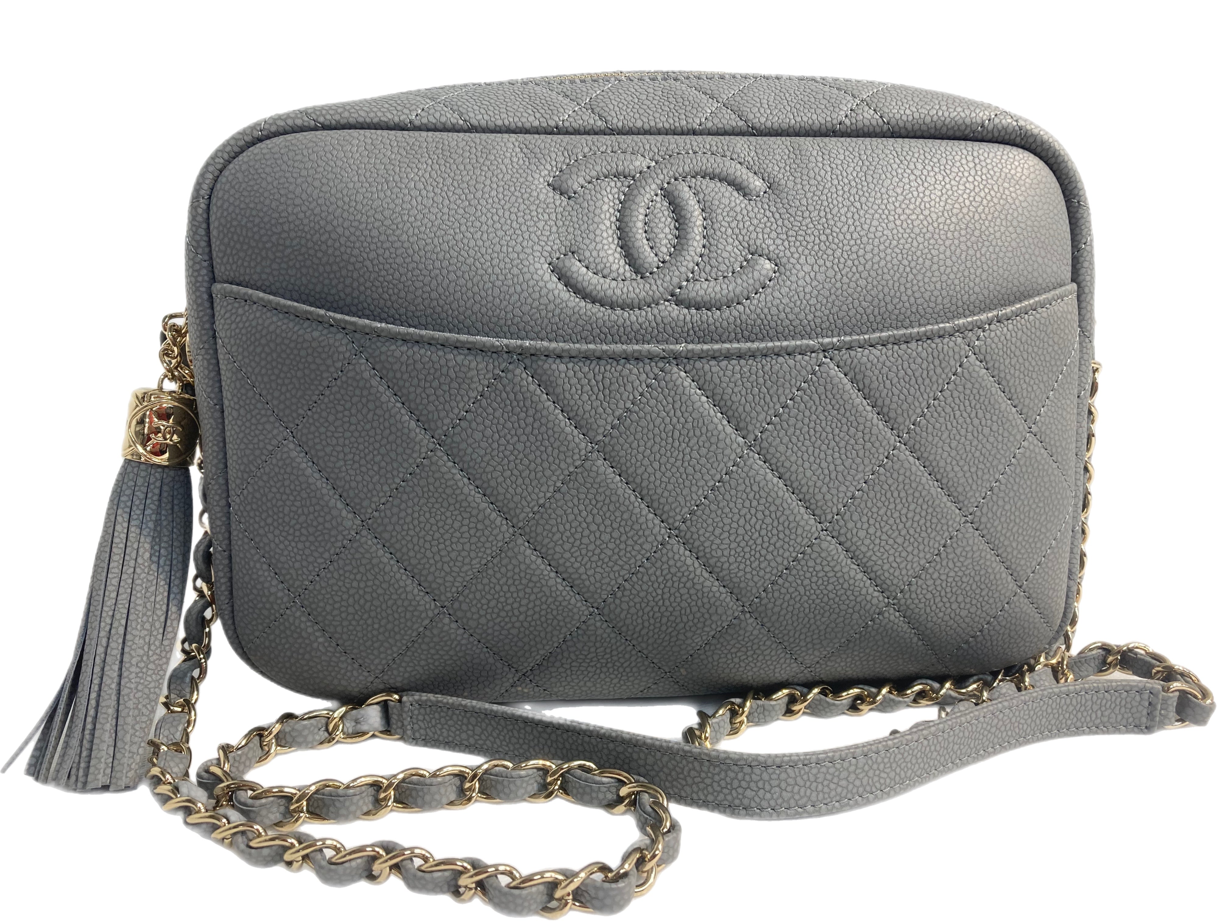 CHANEL Camera Case Quilted Caviar Leather Medium Flap Shoulder Bag-US