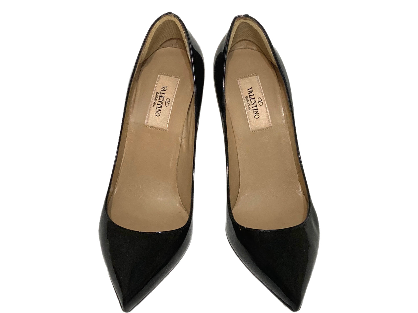 VALENTINO Patent Leather Pointed Toe Pumps Black Size 37