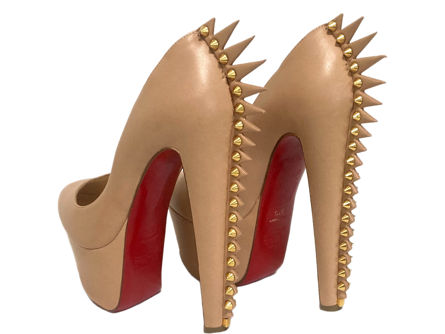 CHRISTIAN LOUBOUTIN Leather Electro Pumps Nude Size 37.5