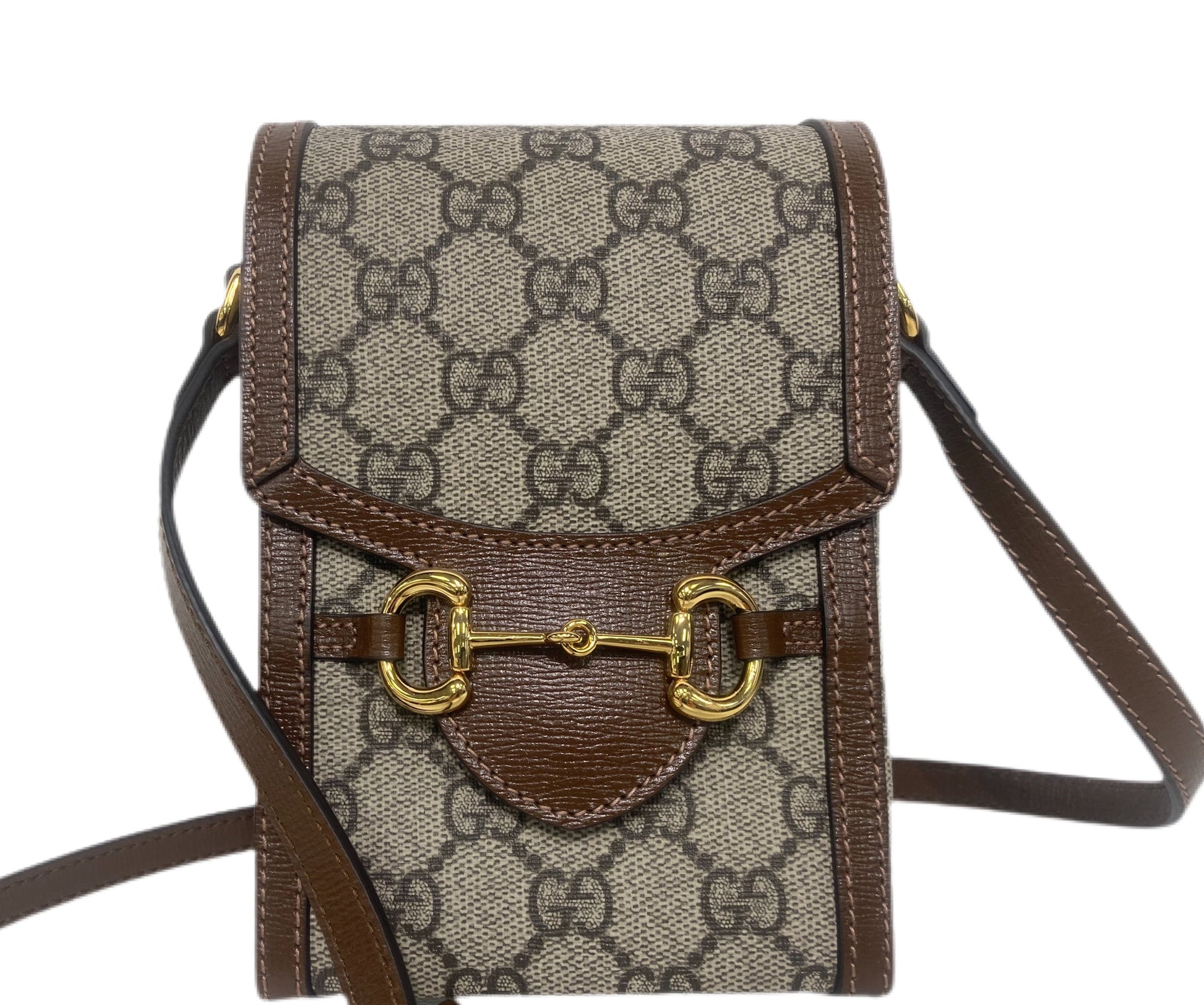 GUCCI Canvas Monogram Crossbody Taupe