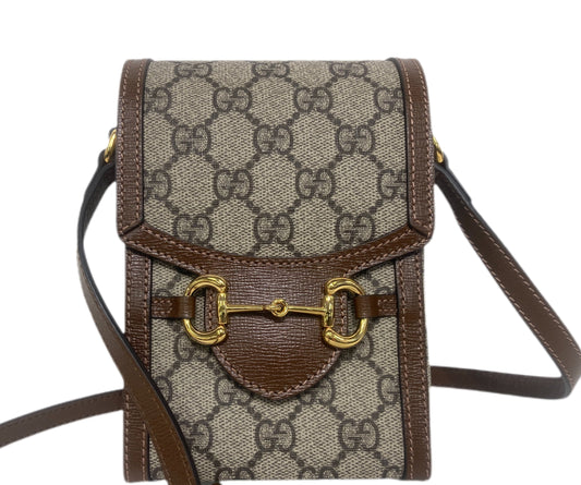GUCCI Canvas Monogram Crossbody Taupe
