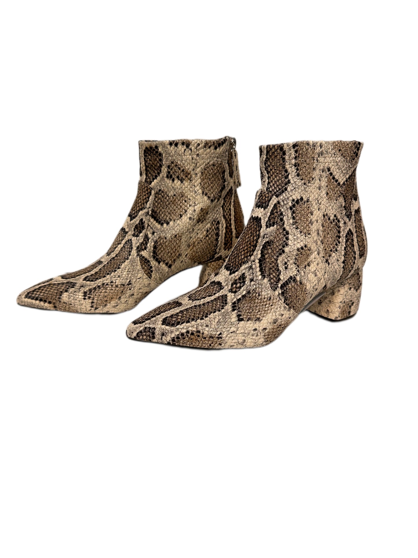 AGL Leather Snakeskin Embossed Boots Ivory