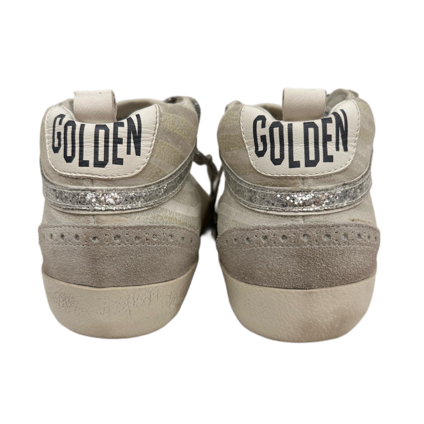 GOLDEN GOOSE Suede/ Glitter Mid Star Sneaker White/Silver