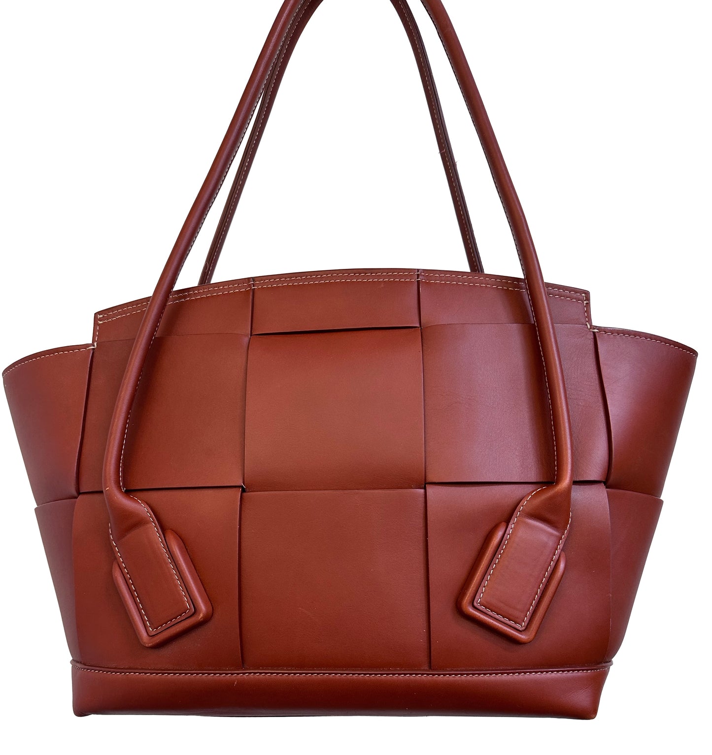 BOTTEGA VENETA "Arco" Leather Satchel Cognac