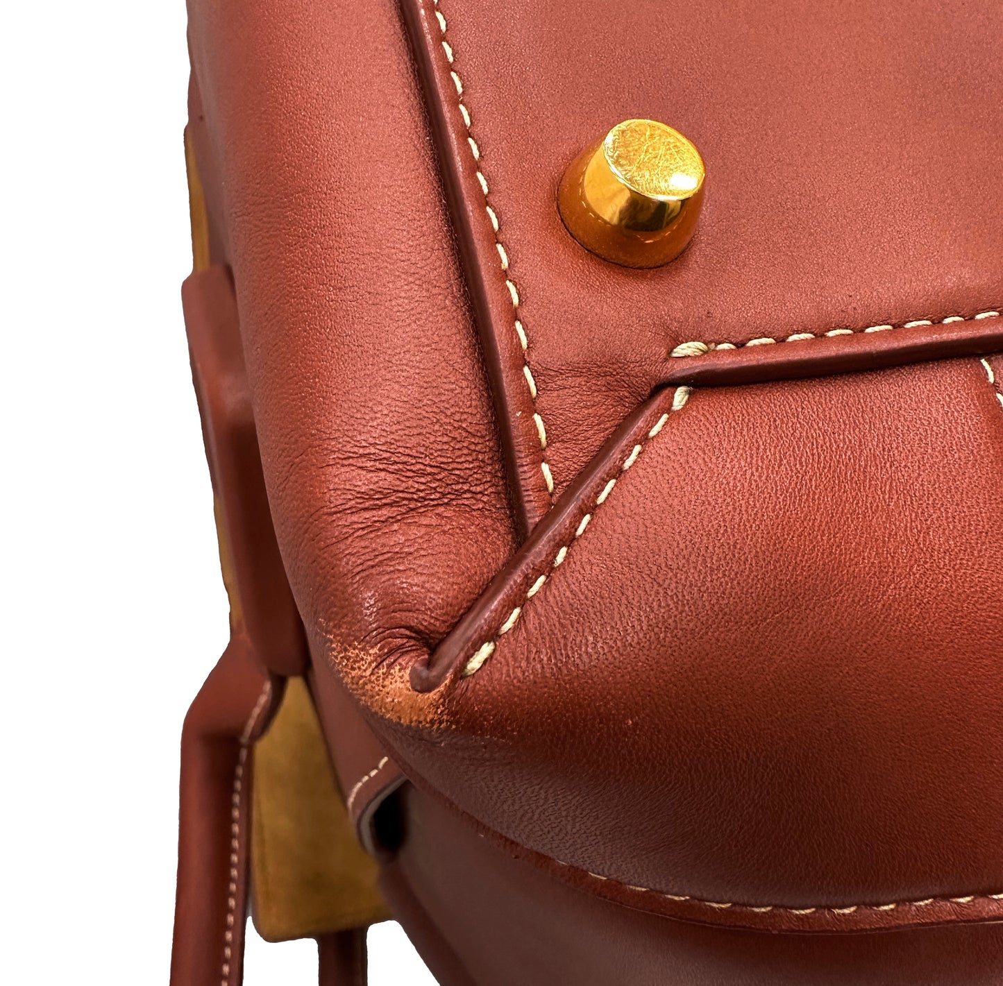BOTTEGA VENETA "Arco" Leather Satchel Cognac