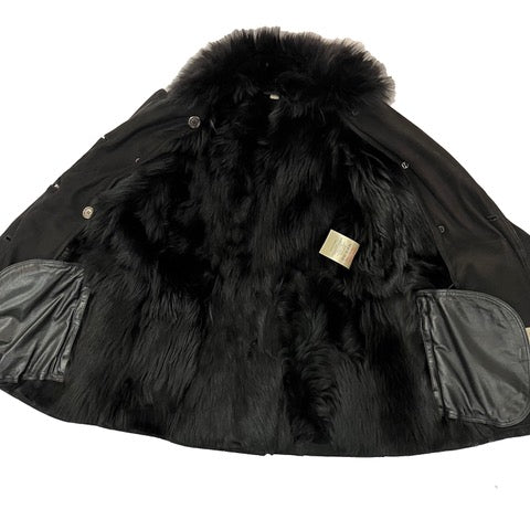 BURBERRY BRIT Shearling and Fur Coat Black Size 6