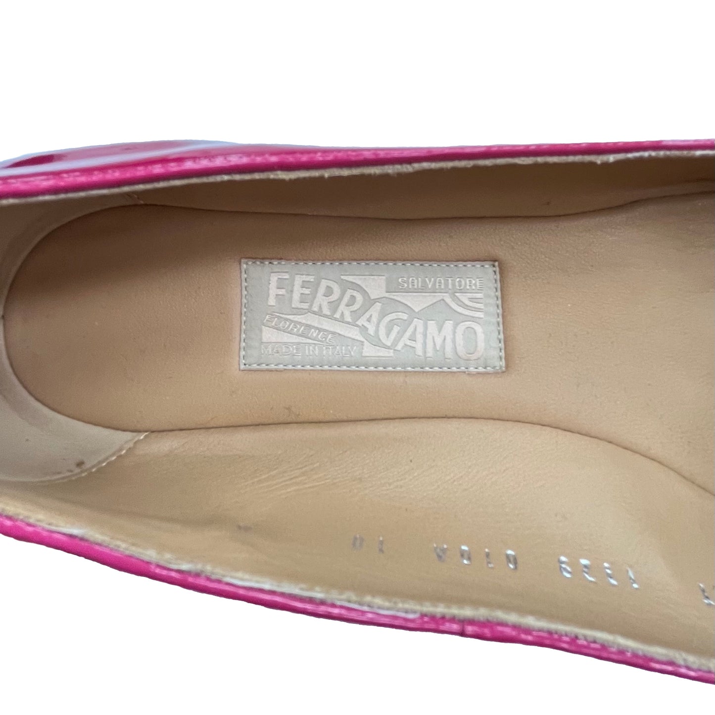 SALVATORE FERRAGAMO Pink Patent Leather Flats Size 10