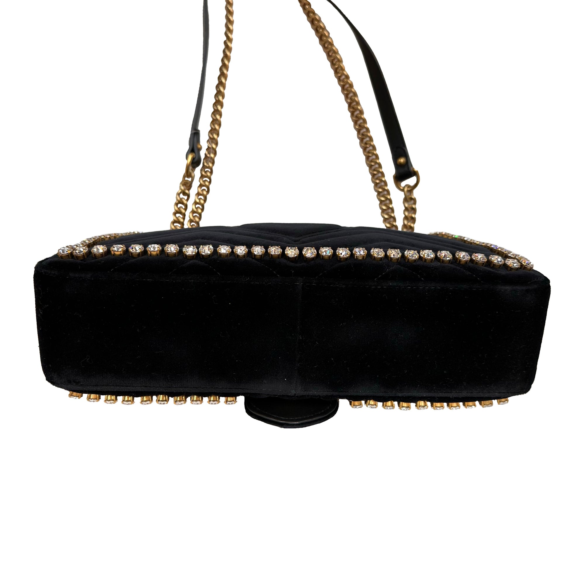 Gucci Marmont Black Velvet Leather Matelasse Shoulder Bag – Queen Bee of  Beverly Hills