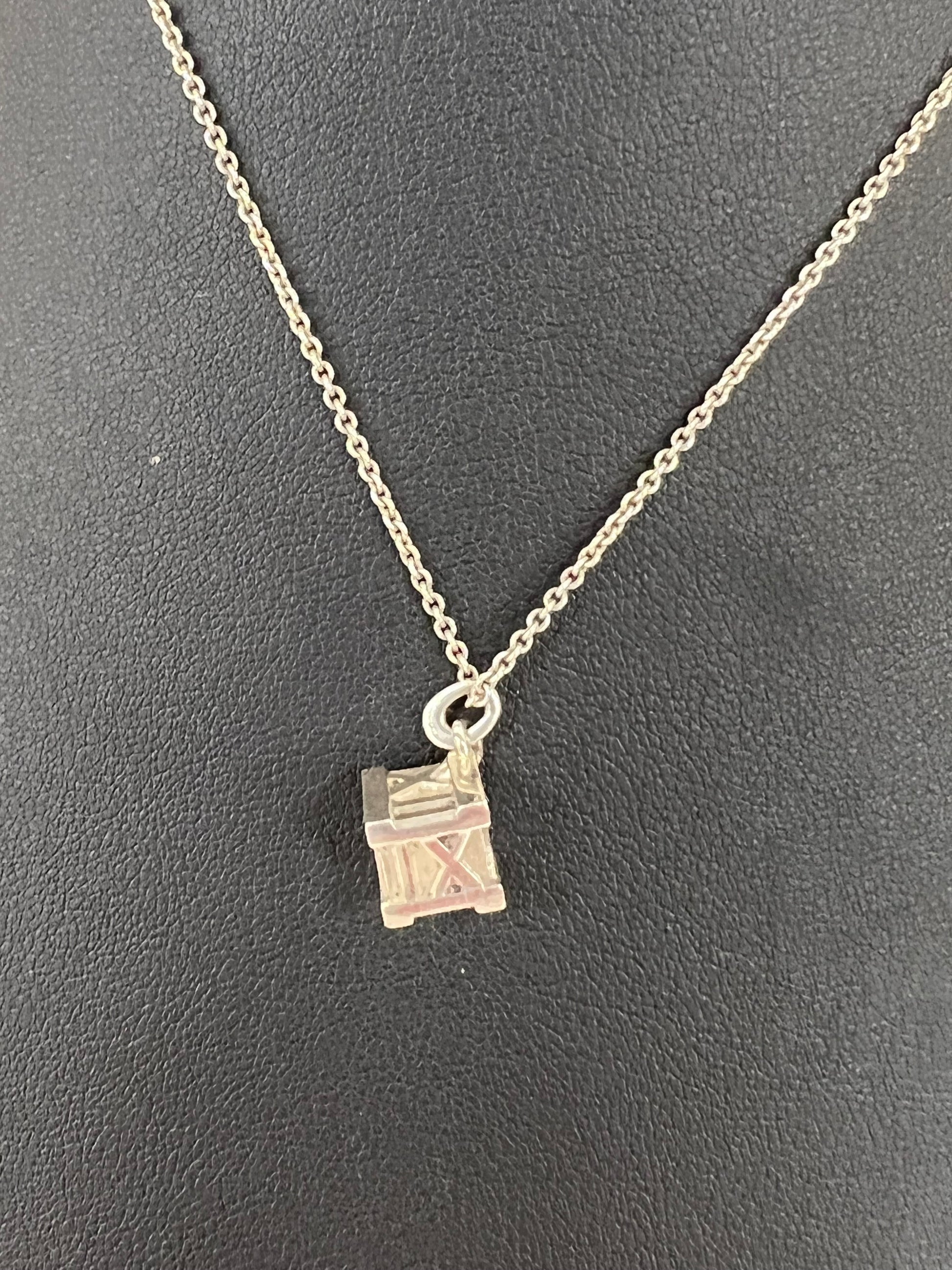 Tiffany & Co. Sterling Sliver Atlas Box Padlock Charm Necklace