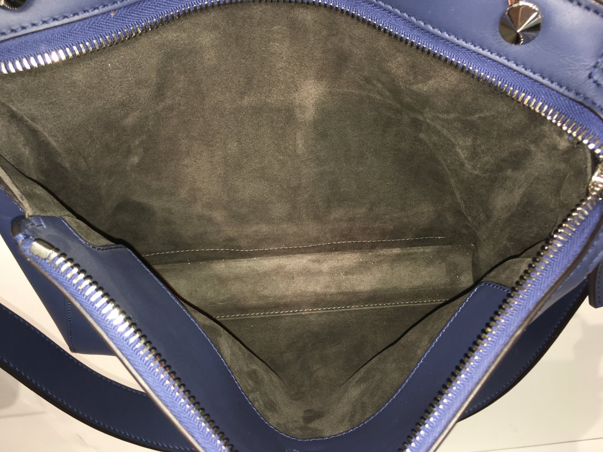FENDI Leather Dotcom Keyhole Handbag Blue