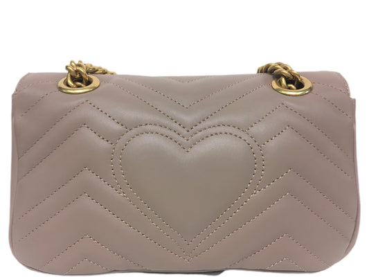 GUCCI Leather GG Marmont Mini Matelasse Dusty Pink