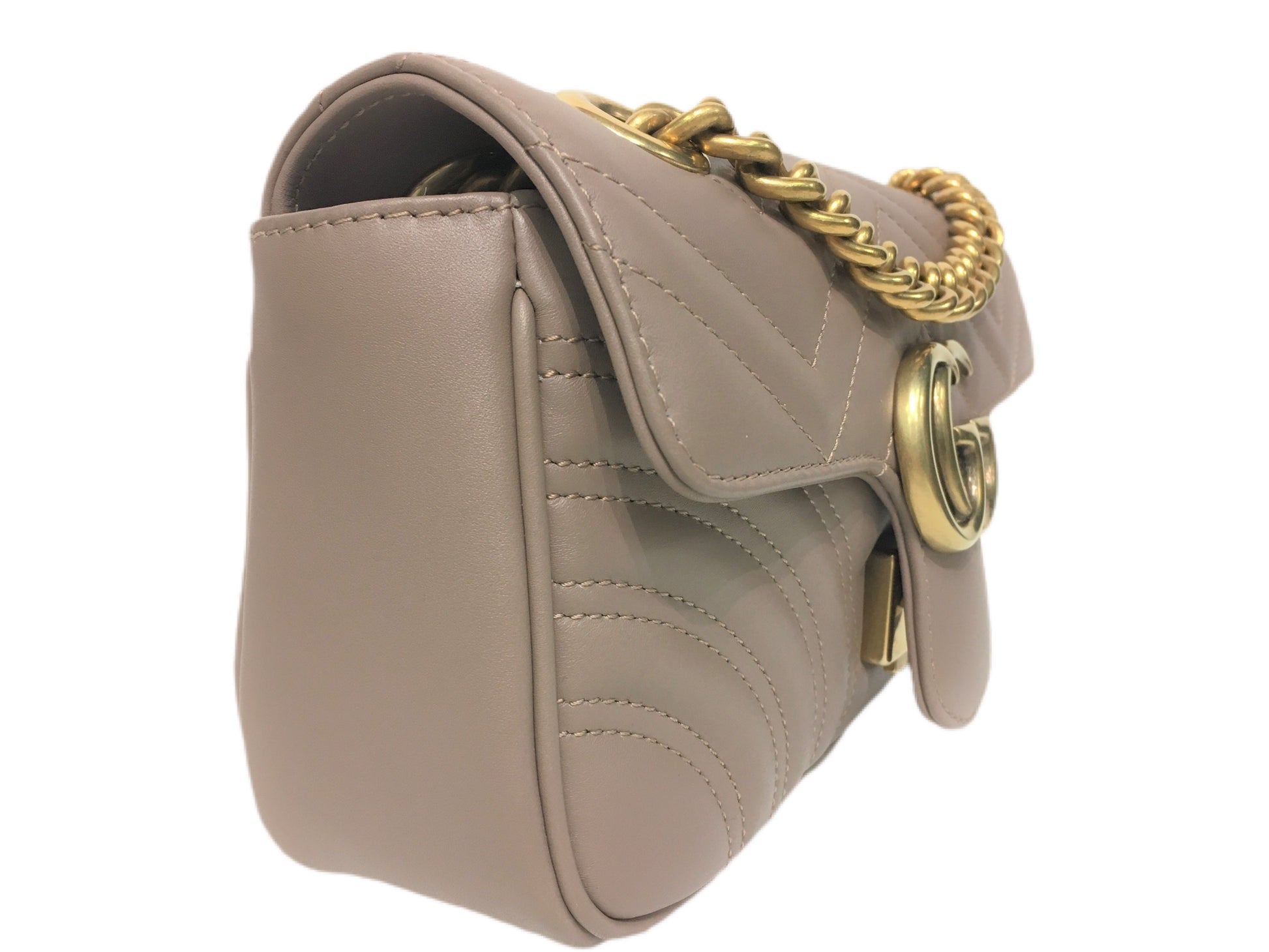 GUCCI Leather GG Marmont Mini Matelasse Dusty Pink