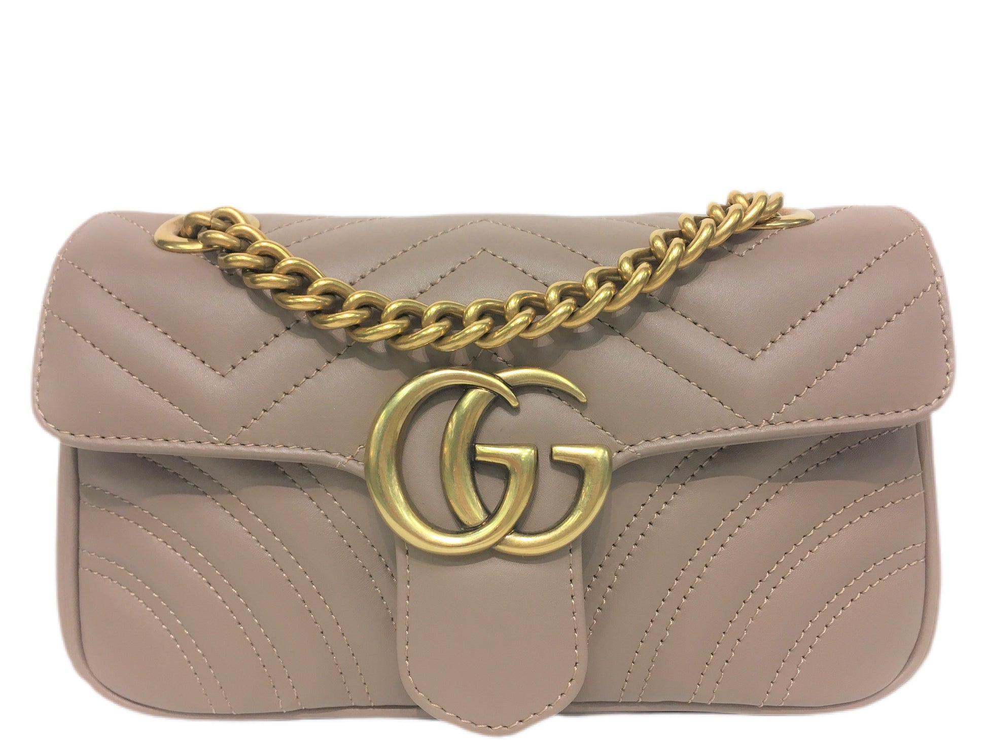 GUCCI Leather GG Marmont Mini Matelasse Dusty Pink