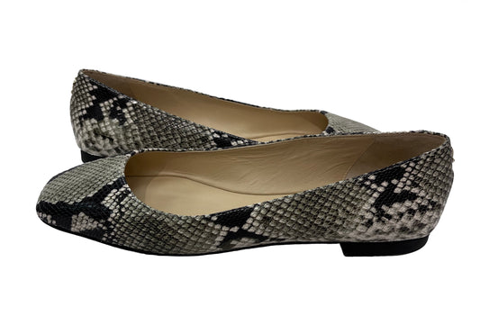 JIMMY CHOO Gray Snakeskin Embossed Flats Size 36.5