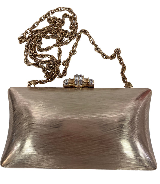 RODO Vintage Brushed Goldtone Metal Evening Clutch