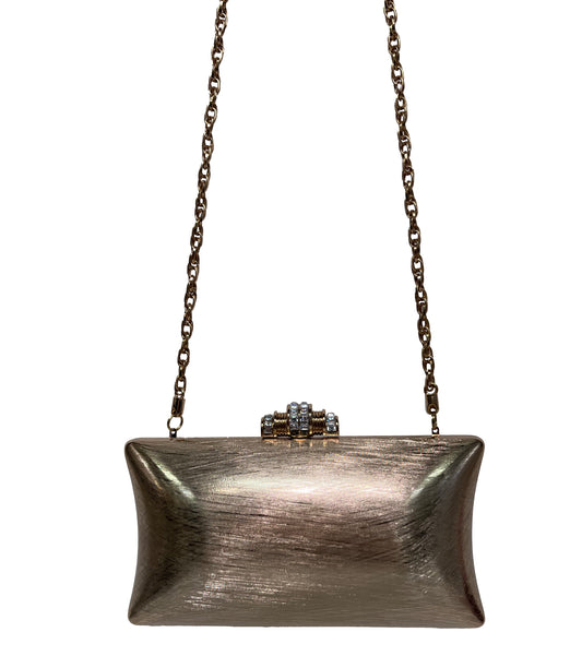 RODO Vintage Brushed Goldtone Metal Evening Clutch