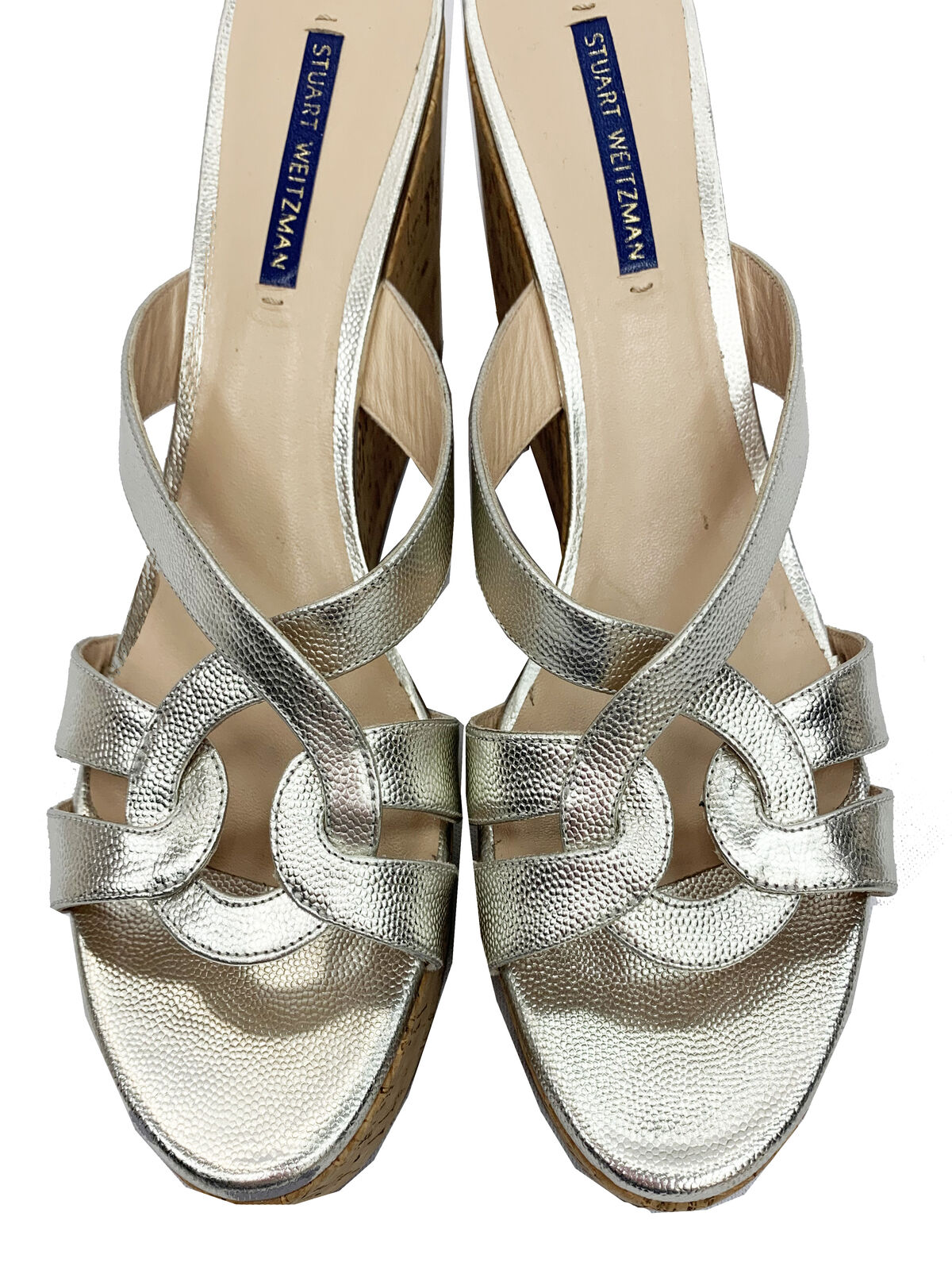 STUART WEITZMAN Silver Metallic Wedges Size 9
