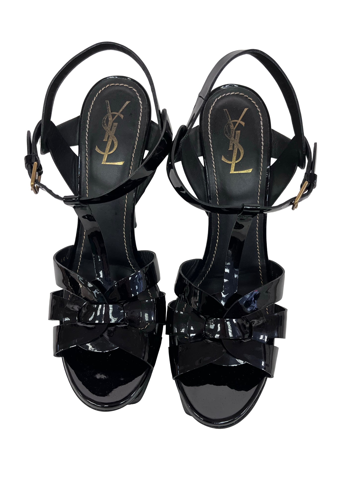 YVES SAINT LAURENT Black Patent Sandal Size 40.5
