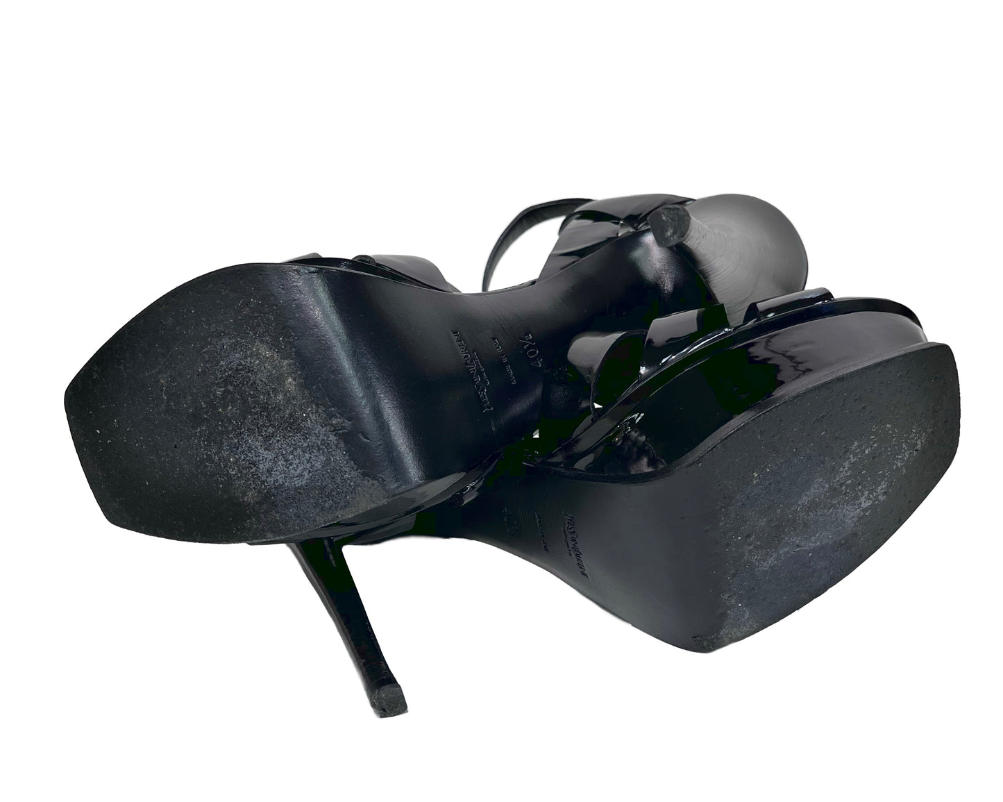 YVES SAINT LAURENT Black Patent Sandal Size 40.5