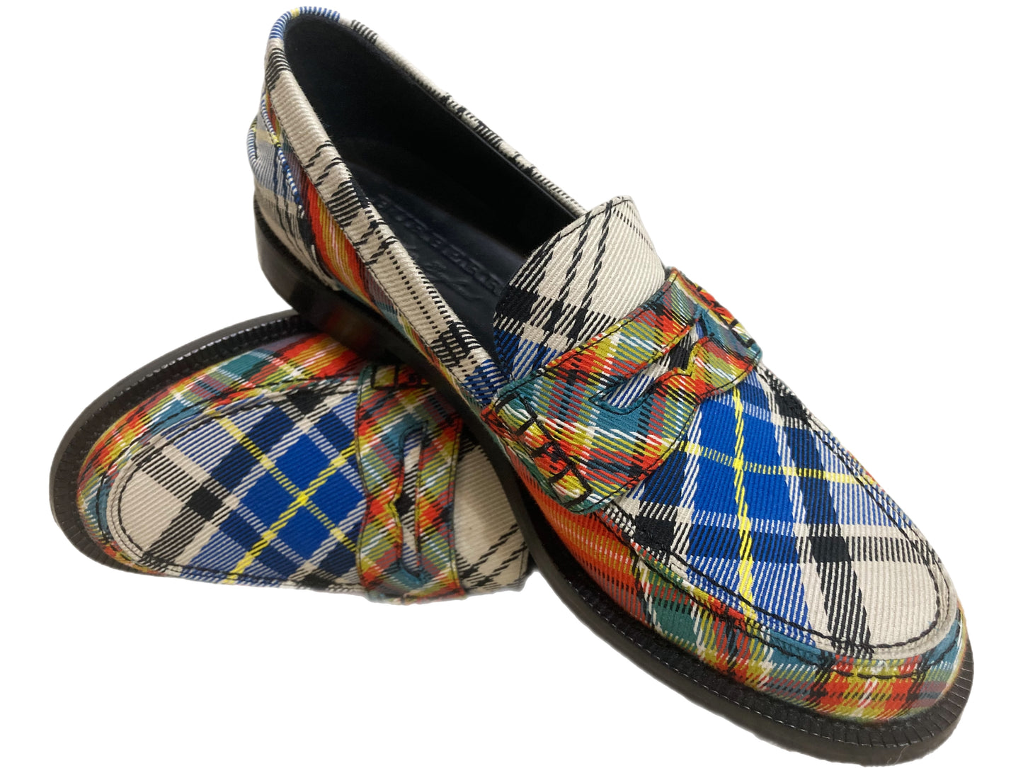 BURBERRY Plaid Loafers Multi-Color Size 38.5
