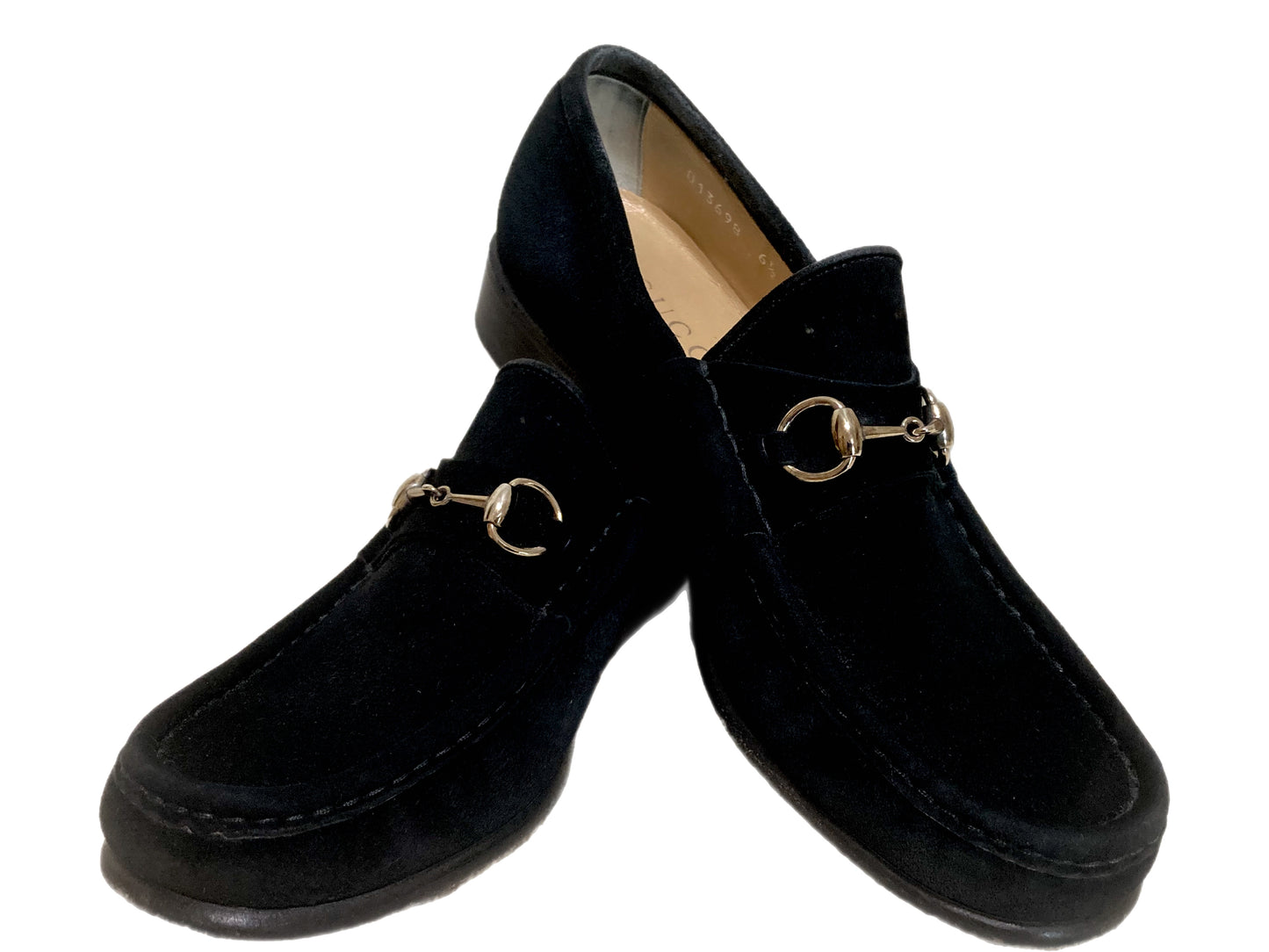 GUCCI Suede Horsebit Loafers Black Size 6.5