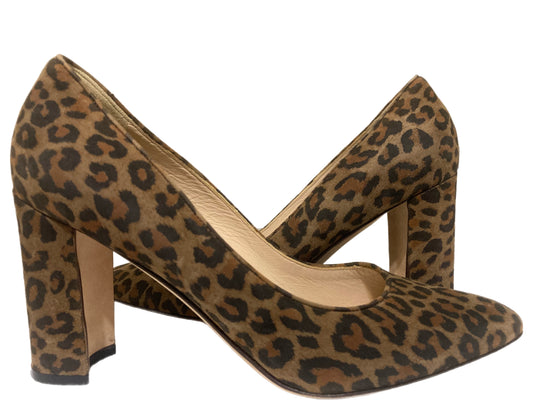 MANOLO BLAHNIK Suede Leopard Pumps Brown Size 37