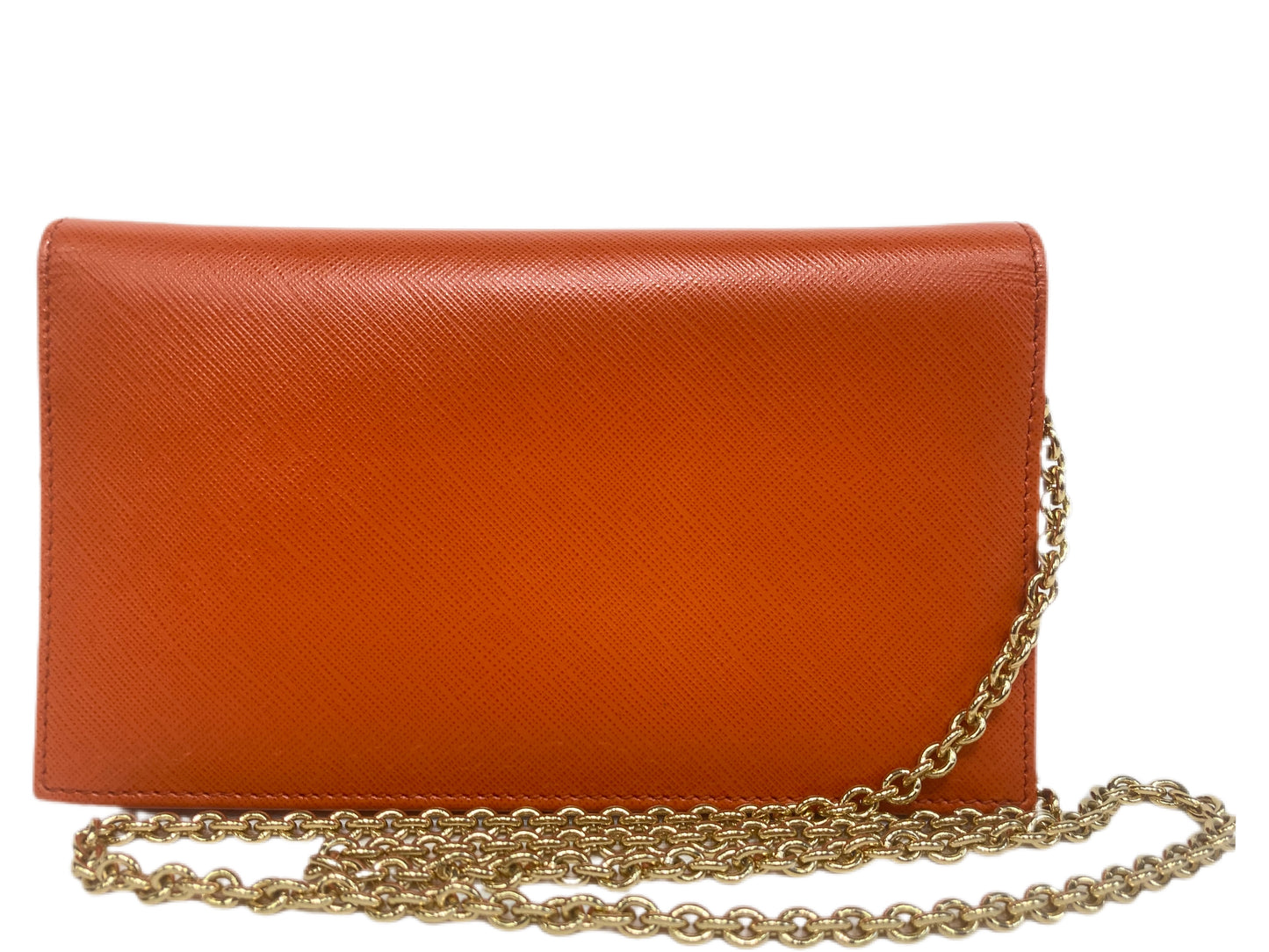 SALVATORE FERRAGAMO Leather Wallet On A Chain Orange