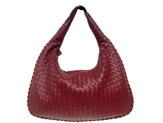BOTTEGA VENETA Leather Woven Hobo Bag Red