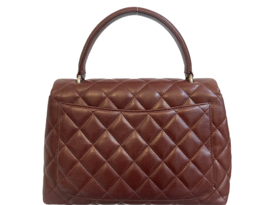 CHANEL Leather Classic Kelly Handbag Burgundy
