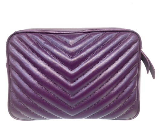 YVES SAINT LAURENT Leather Lou Camera Bag Crossbody Purple