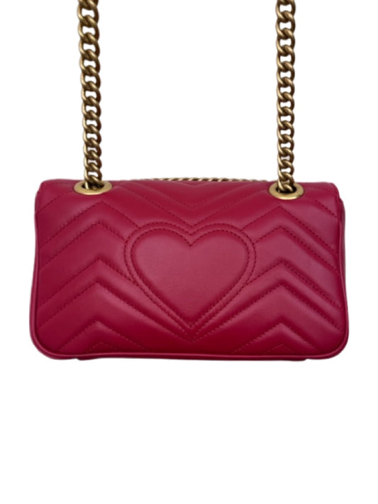GUCCI Leather GG Marmont Mini Matelasse Red
