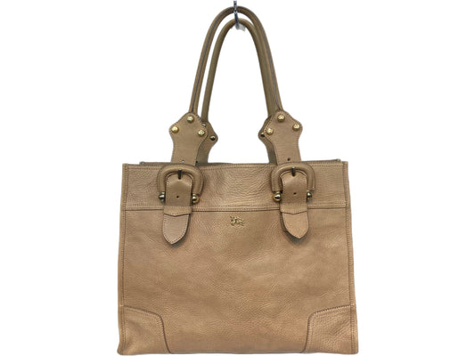 BURBERRY Pebbled Leather Tote Tan