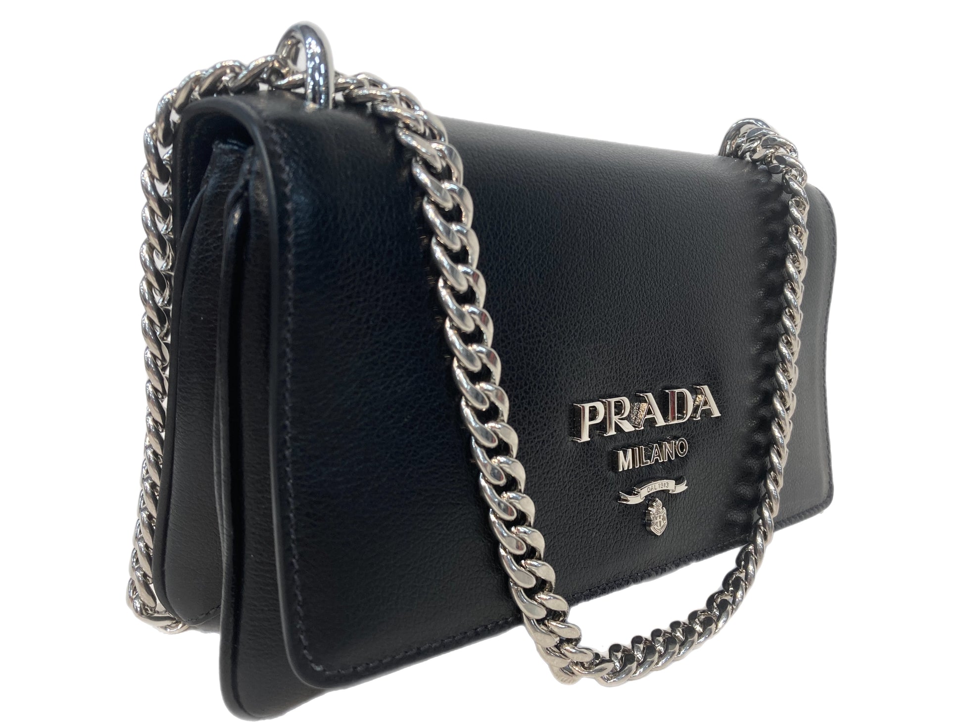 Prada Black Saffiano Leather Mini Bag at 1stDibs