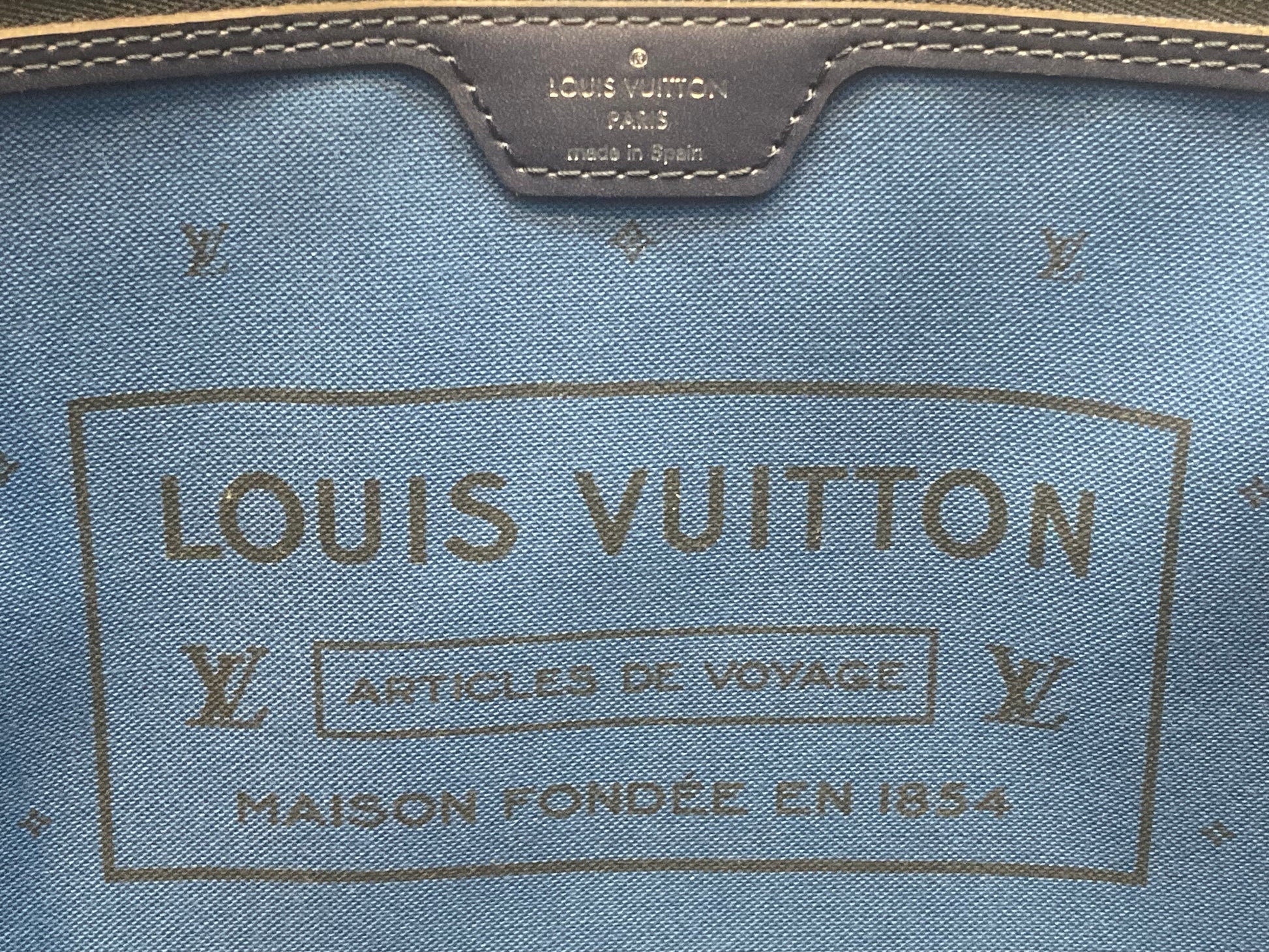 Louis Vuitton, Bags, Louis Vuitton Neverfull Mm Tote Bag Limited Edition  Since 854 Blue Jacquard