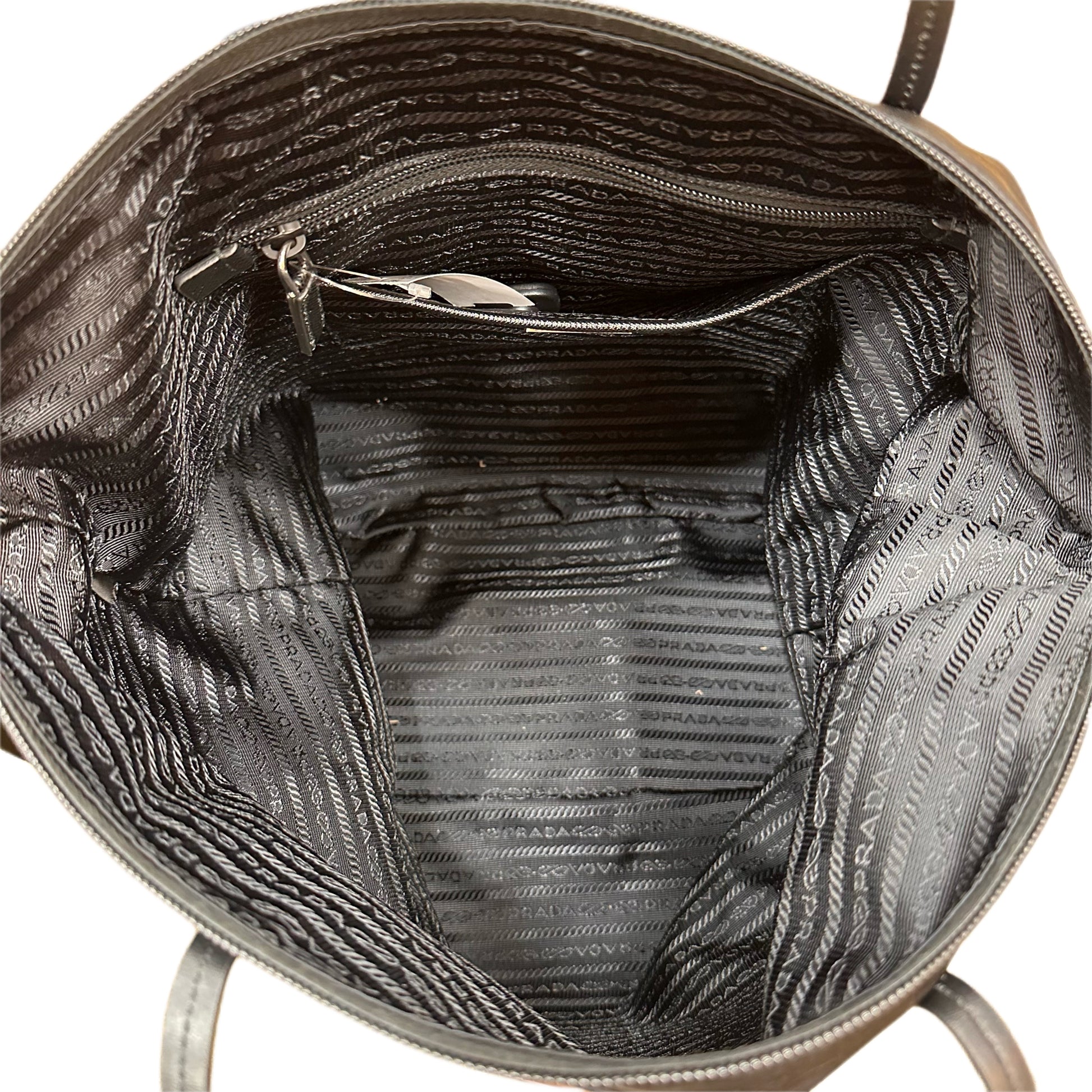 PRADA Nylon & Saffiano Leather Tote Black – Past & Present Boutique