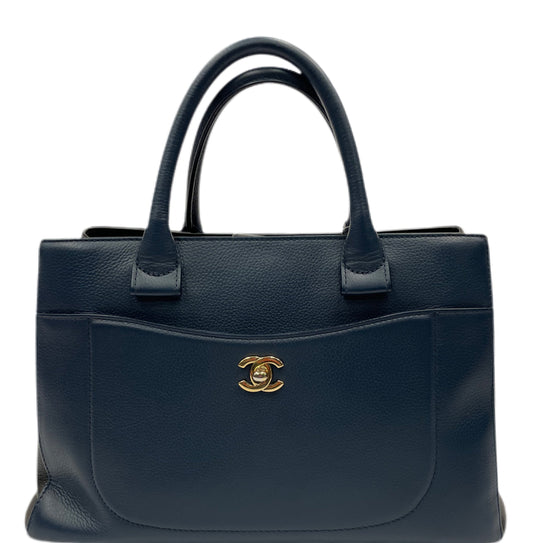 CHANEL Leather Neo Executive Handbag Blue / Black