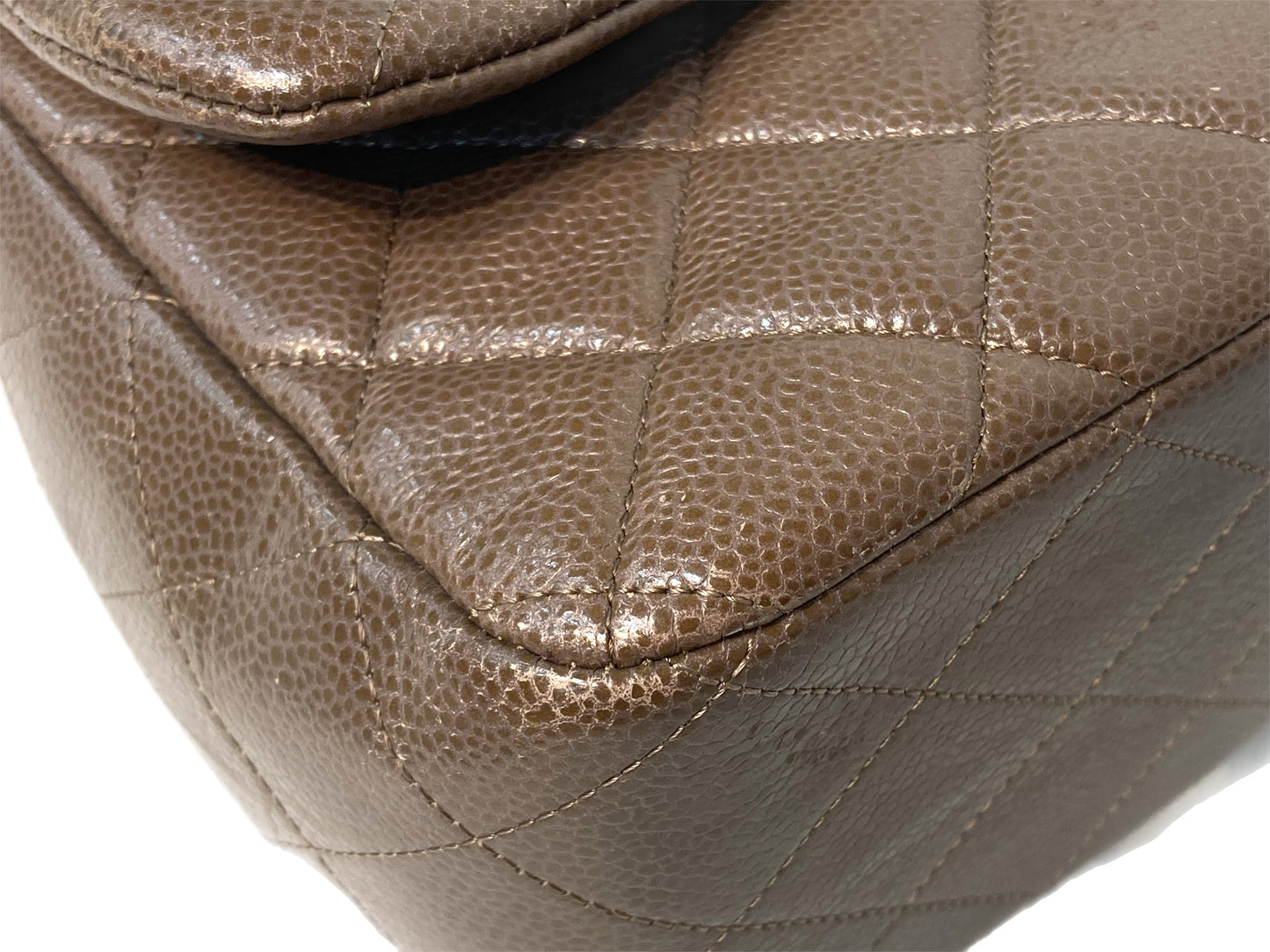 CHANEL Leather Jumbo Single Flap Bag Taupe
