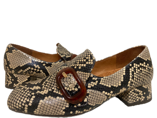 CHIE MAHARA Snake Zazi Flats Beige Size 37.5