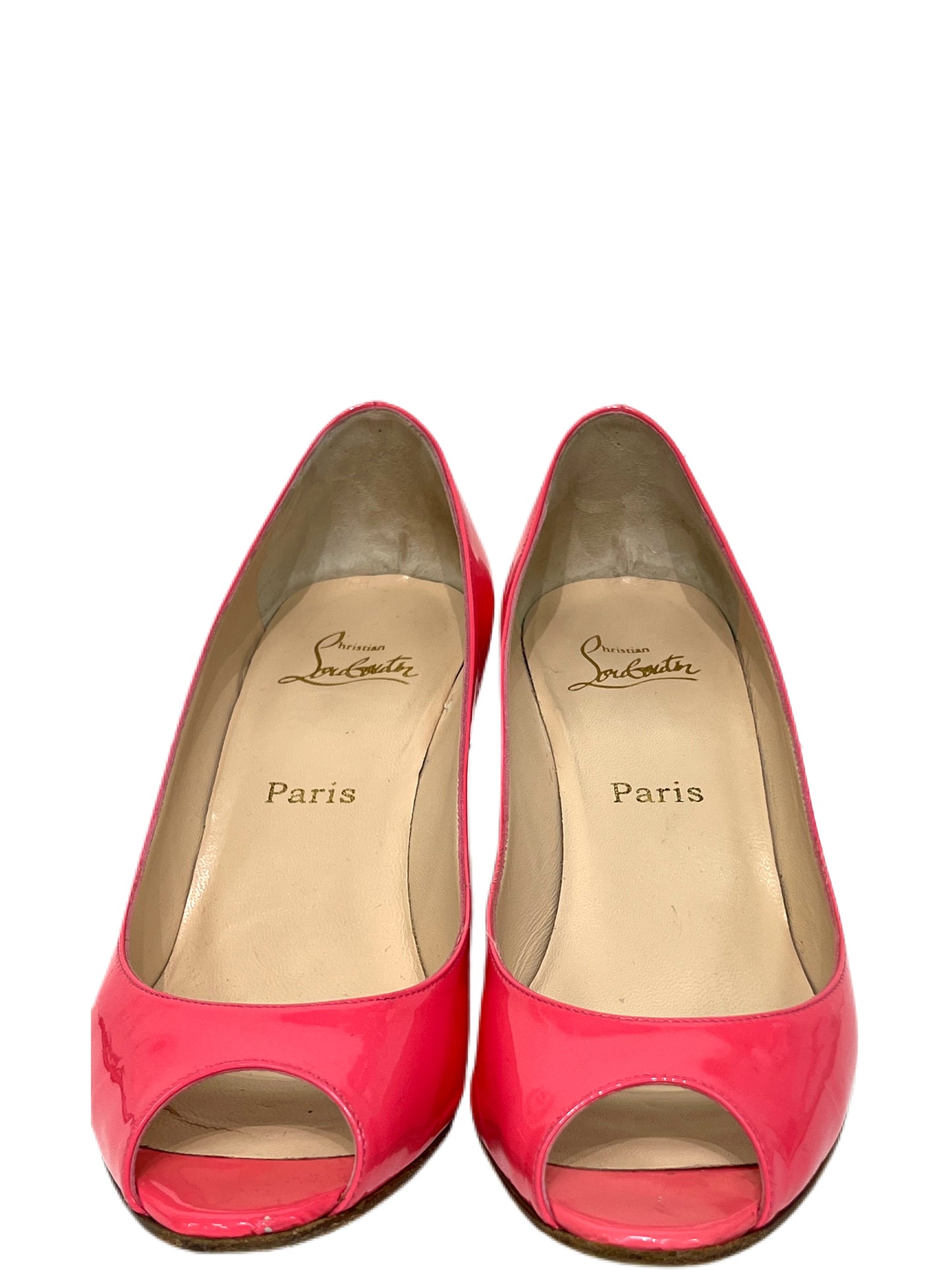 CHRISTIAN LOUBOUTIN Patent Leather Wedges Hot Pink Size 39