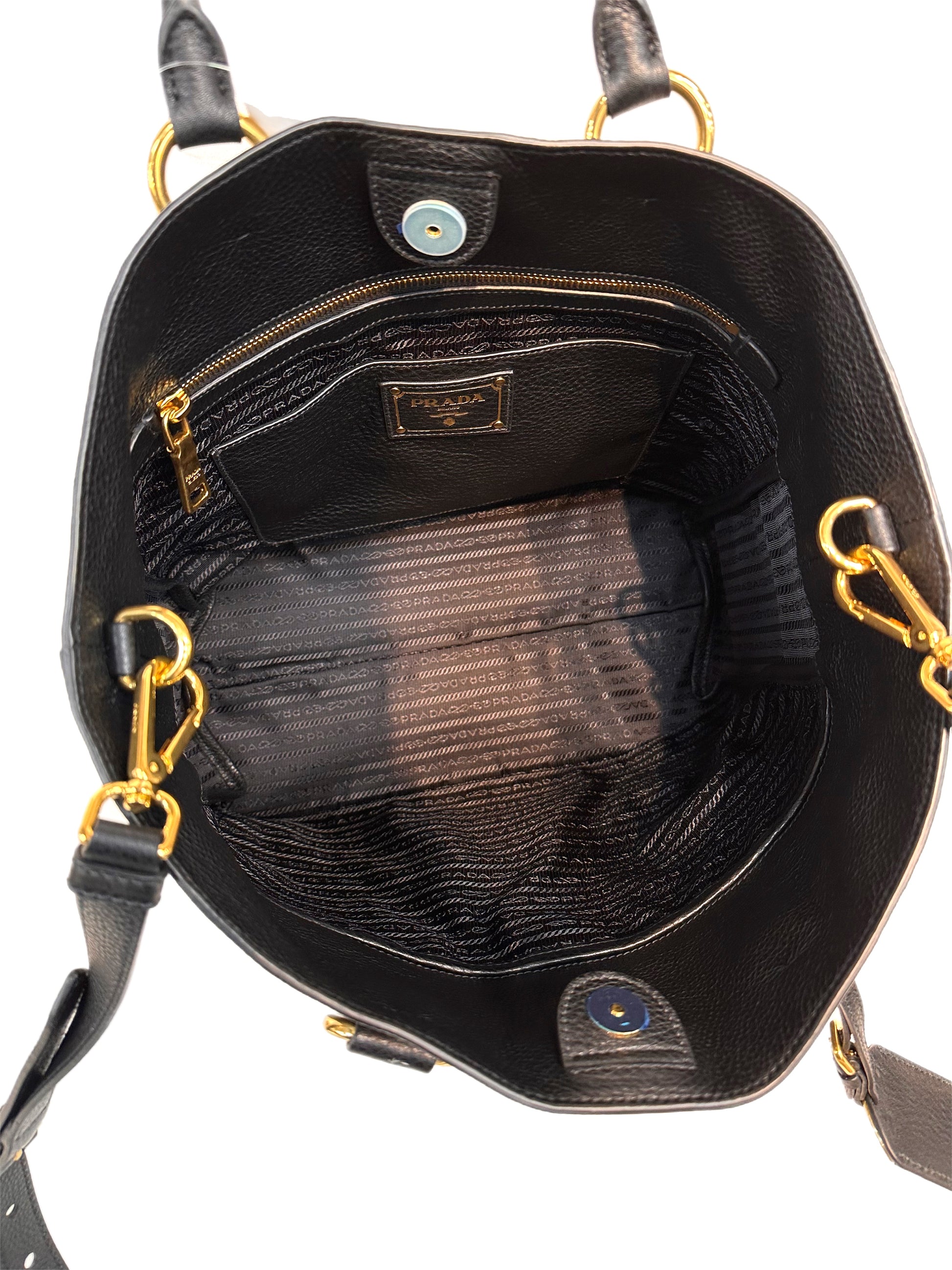 prada leather tote bag black