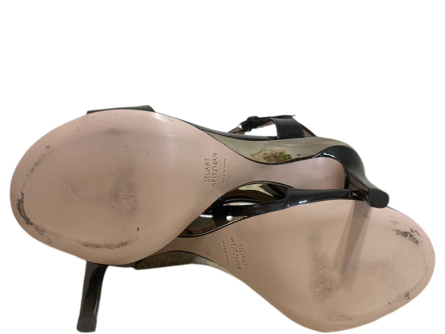 STUART WEITZMAN Patent Leather Slingback Sandals Black Size 7.5
