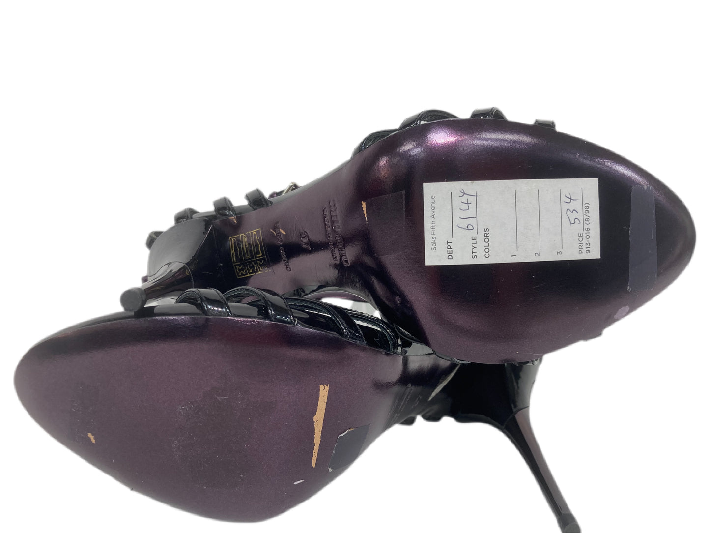 MIU MIU Patent Leather Strappy Sandals Purple Size 37 EU